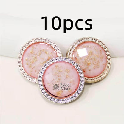 VINTAGE GOLDEN FOIL RESIN PLASTIC BUTTONS - (PACK OF 10)