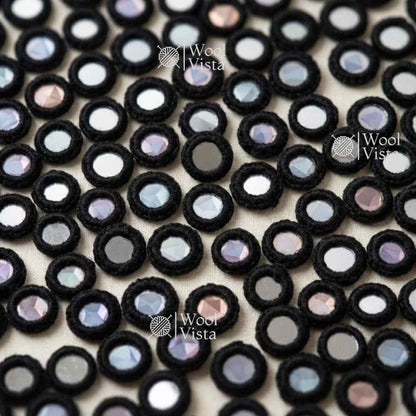 EMBROIDERY MIRRORS WITH THREAD WORK – ROUND MIRROR FRAMES, HAND EMBROIDERY, DRESS DECORATION, DIY CRAFTS, TEXTILE ART & MIRROR WORK (50PCS)