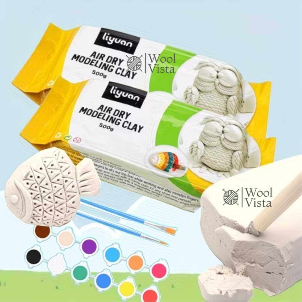 AIR DRY POTTERY CLAY 500G – NON-TOXIC WHITE MODELLING CLAY FOR DIY SCULPTING, CERAMIC ART, CRAFTS & HANDMADE DECORATIONS