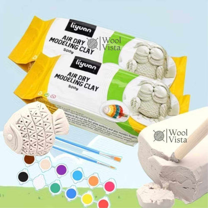 AIR DRY POTTERY CLAY 500G – NON-TOXIC WHITE MODELLING CLAY FOR DIY SCULPTING, CERAMIC ART, CRAFTS & HANDMADE DECORATIONS