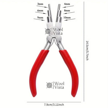6-IN-1 JEWELRY MAKING PLIERS – CARBON STEEL LOOPING & WRAPPING TOOL, ROUND NOSE BAIL PLIERS FOR BEADING, WIRE SHAPING, JEWELRY REPAIR & DIY CRAFTS