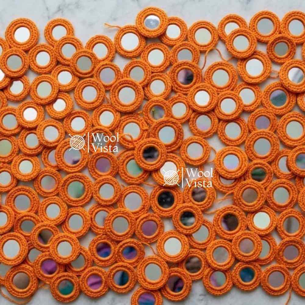 EMBROIDERY MIRRORS WITH THREAD WORK – ROUND MIRROR FRAMES, HAND EMBROIDERY, DRESS DECORATION, DIY CRAFTS, TEXTILE ART & MIRROR WORK (50PCS)
