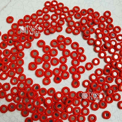 EMBROIDERY MIRRORS WITH THREAD WORK – ROUND MIRROR FRAMES, HAND EMBROIDERY, DRESS DECORATION, DIY CRAFTS, TEXTILE ART & MIRROR WORK (50PCS)