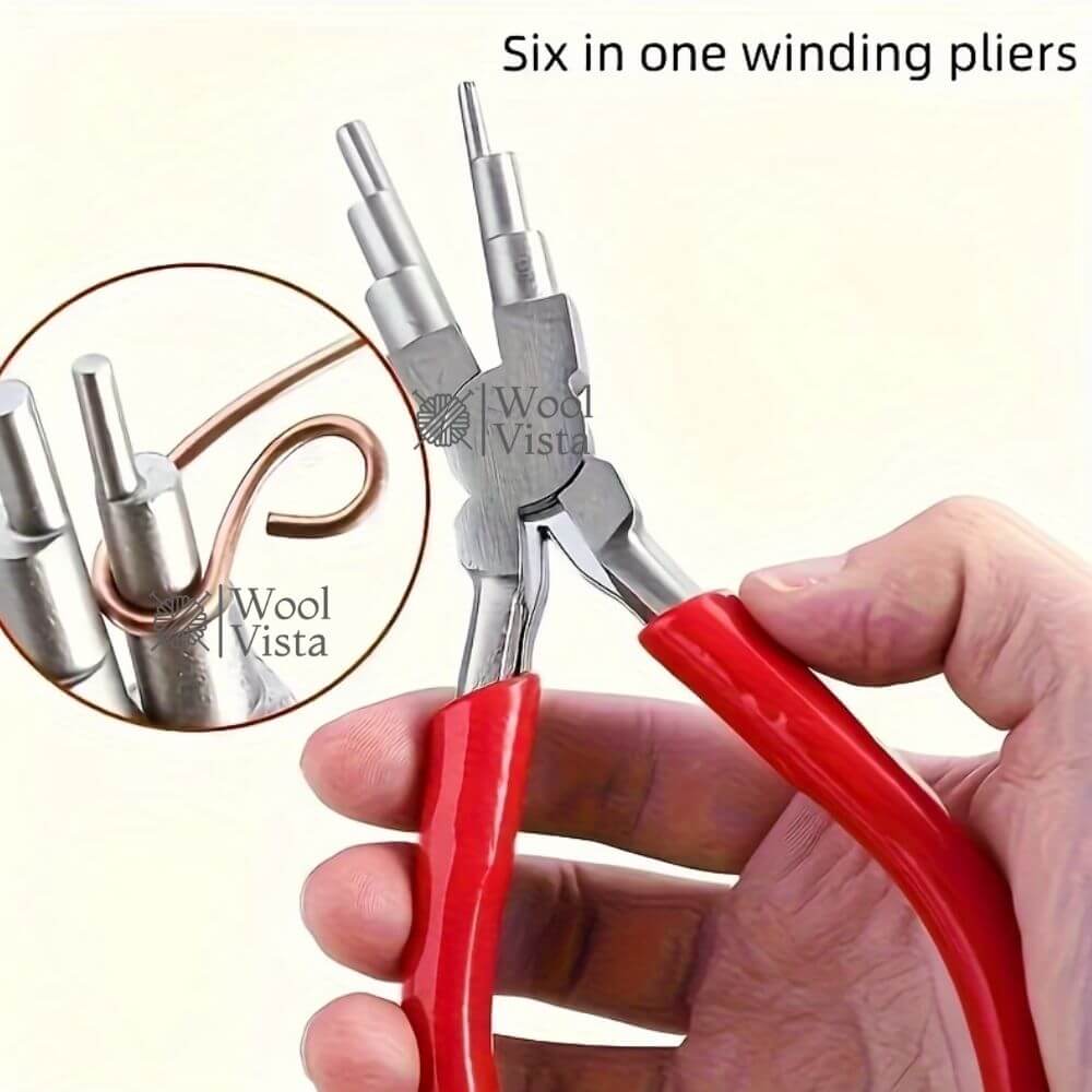 6-IN-1 JEWELRY MAKING PLIERS – CARBON STEEL LOOPING & WRAPPING TOOL, ROUND NOSE BAIL PLIERS FOR BEADING, WIRE SHAPING, JEWELRY REPAIR & DIY CRAFTS