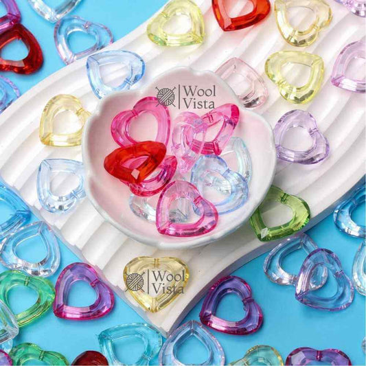 HEART FRAME FOCAL BEADS 100PCS – MIXED COLOR ACRYLIC SPACER BEADS FOR BEADABLE PENS, BRACELETS, KEYCHAINS, JEWELRY MAKING, HOME DECOR & DIY CRAFTS