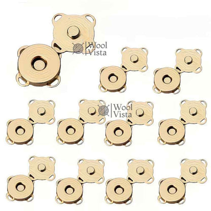 MAGNETIC BUCKLE BUTTONS 14MM – SUEDE STITCH MAGNETIC CLOSURES WITH BRUSHED METAL ENDS FOR HANDBAGS, PURSES, CLOTHING, SEWING, LEATHERWORK & DIY CRAFTS (5PCS)