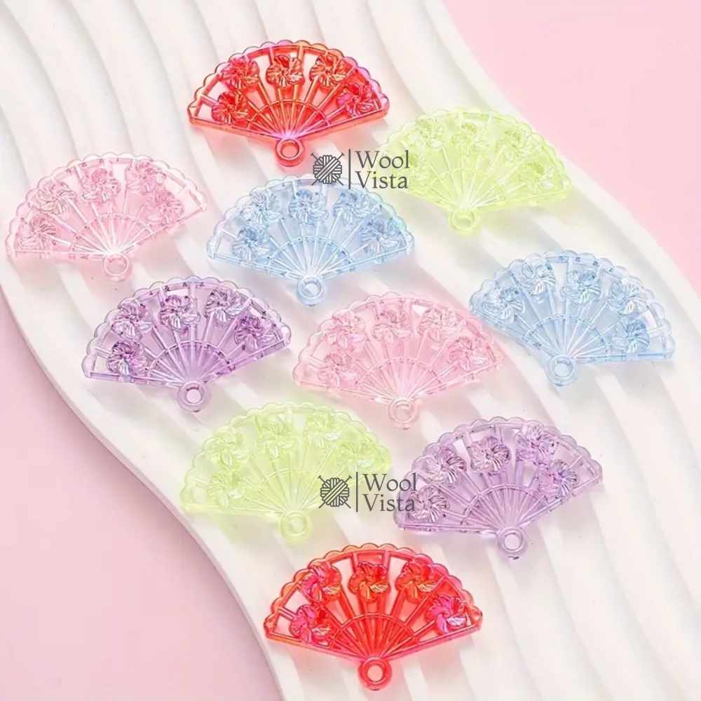 AESTHETIC VINTAGE STYLE FAN CHARMS – 50PCS ACRYLIC HOLLOW CHARMS FOR JEWELRY MAKING & DIY CRAFTS