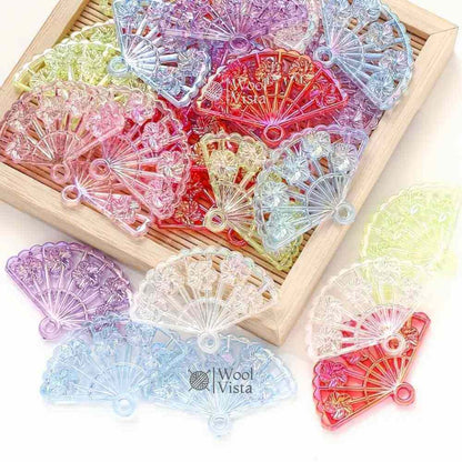 AESTHETIC VINTAGE STYLE FAN CHARMS – 50PCS ACRYLIC HOLLOW CHARMS FOR JEWELRY MAKING & DIY CRAFTS
