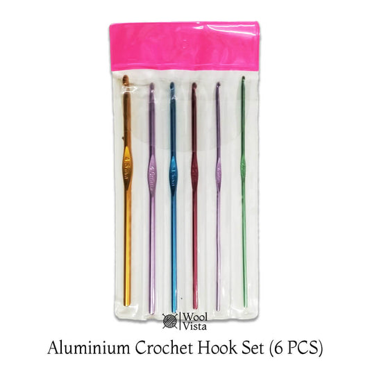 ALUMINIUM CROCHET HOOK SET - (PACK OF 6)