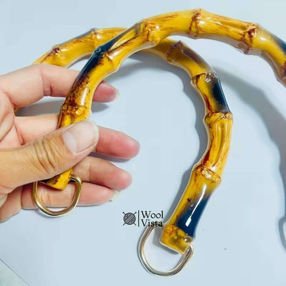 BAMBOO STYLE BAG HANDLES – CREATIVE BRAIDED JOINT HANDLES FOR DIY PURSE, WALLET & HANDBAG MAKING - (SET OF 2)
