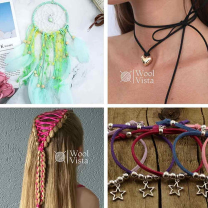 BRAIDED CORD KOREAN VELVET FAUX LEATHER BRACELET STRING – HANDMADE DIY BEADING CORD FOR JEWELRY MAKING, NECKLACES, BRACELETS, CRAFT SUPPLIES & ACCESSORIES
