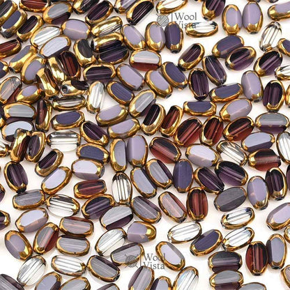 BRIOLETTE OVAL GLASS BEADS 6MM WITH GOLDEN SPACERS – DIY BRACELET & NECKLACE MAKING SUPPLIES (50PCS)