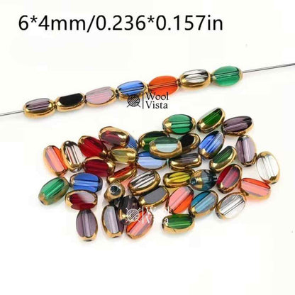 BRIOLETTE OVAL GLASS BEADS 6MM WITH GOLDEN SPACERS – DIY BRACELET & NECKLACE MAKING SUPPLIES (50PCS)