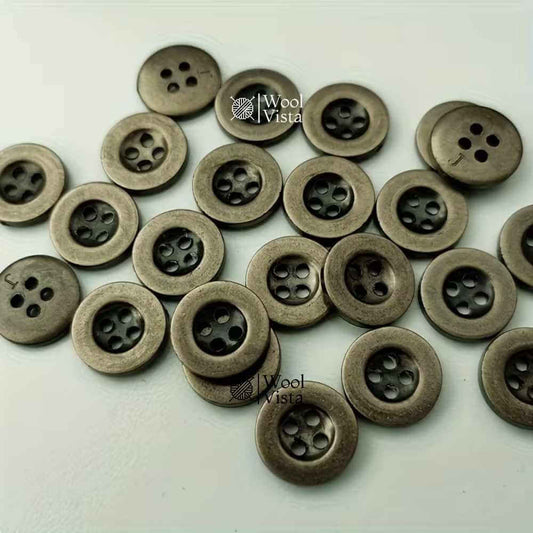 BRONZE BUTTON SET (PACK OF 10) – WIDE EDGE 4-HOLE BUTTONS 15MM FOR COATS, SWEATERS, SHIRTS & DIY CRAFTS
