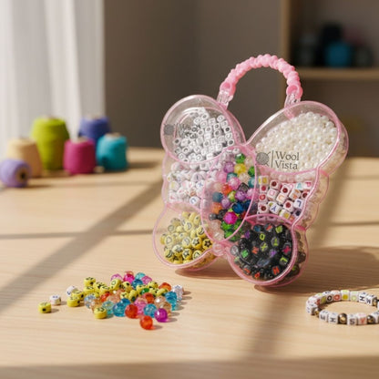 BUTTERFLY-SHAPED BEAD BOX – COLORFUL DIY JEWELRY MAKING KIT WITH ALPHABET, PEARL & DECORATIVE BEADS