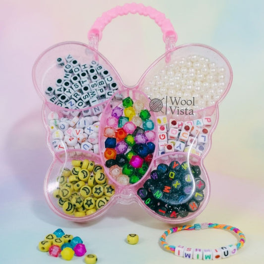 BUTTERFLY-SHAPED BEAD BOX – COLORFUL DIY JEWELRY MAKING KIT WITH ALPHABET, PEARL & DECORATIVE BEADS