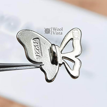 BUTTERFLY-SHAPED HALF-EDGE DIAMOND METAL BUTTONS (SET OF 6) FOR COATS, SWEATERS & GARMENT EMBELLISHMENTS