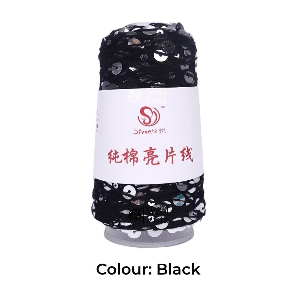 PURE COTTON GLITTER SEQUIN YARN – 160M LASER SHINY CROCHET & KNITTING YARN - 50 GRAMS