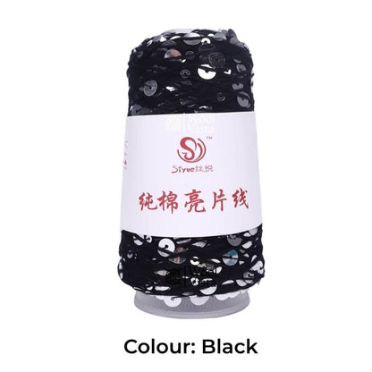 PURE COTTON GLITTER SEQUIN YARN – 160M LASER SHINY CROCHET & KNITTING YARN - 50 GRAMS