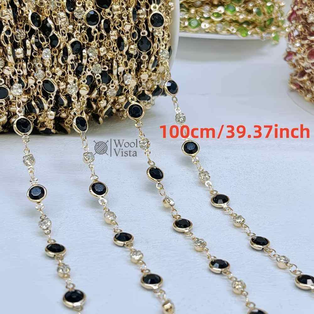 GLASS CRYSTAL BEAD COPPER CHAIN – FOR DIY NECKLACE, BRACELET & JEWELRY MAKING