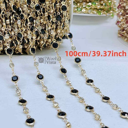 GLASS CRYSTAL BEAD COPPER CHAIN – FOR DIY NECKLACE, BRACELET & JEWELRY MAKING