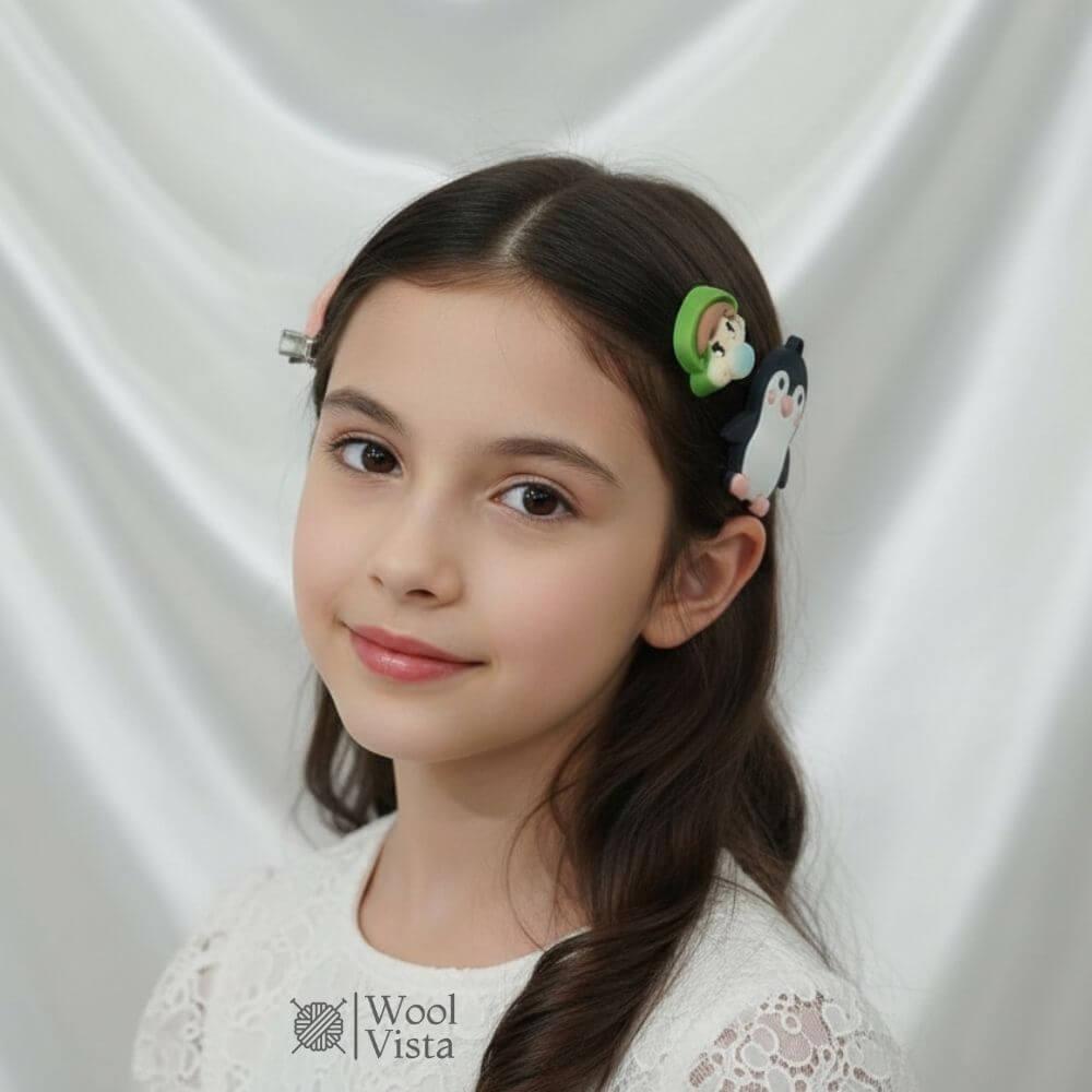 CARTOON CHARACTER HAIR CLIPS SET – 6PCS CUTE PIKACHU, PENGUIN & ANIMAL DESIGNS FOR KIDS