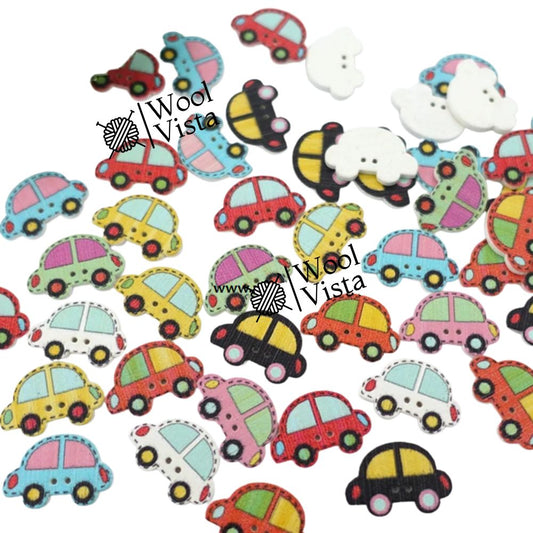 CAR WOODEN BUTTONS (10 PCS) – MULTIPURPOSE CRAFT SUPPLIES FOR KIDS DIY, SCRAPBOOKS, CLOTHING & ACCESSORIES