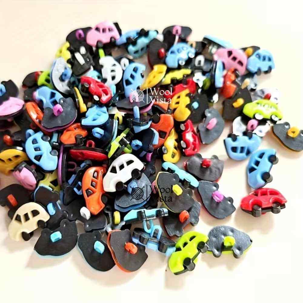 CAR WOODEN BUTTONS (10 PCS) – MULTIPURPOSE CRAFT SUPPLIES FOR KIDS DIY, SCRAPBOOKS, CLOTHING & ACCESSORIES