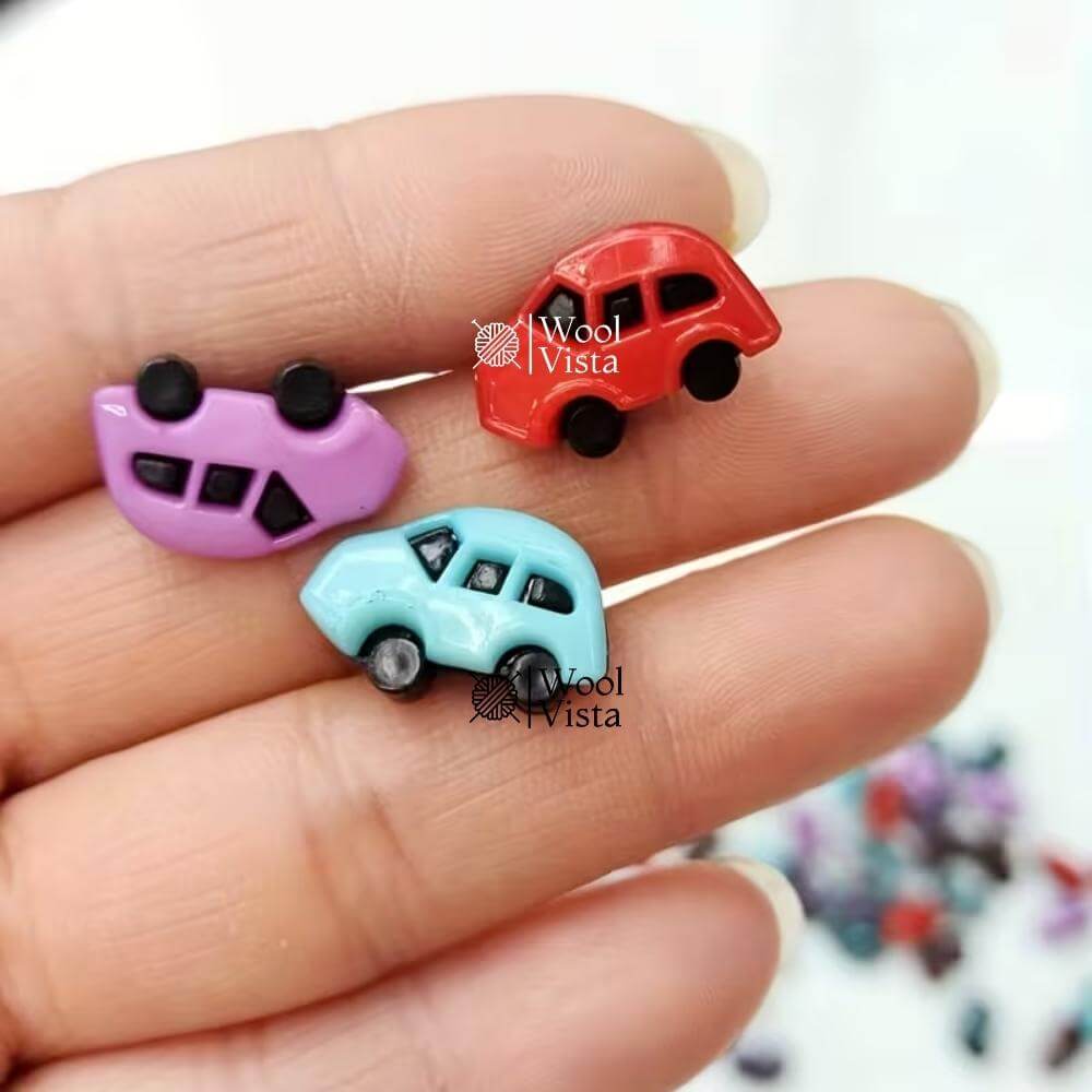 CAR WOODEN BUTTONS (10 PCS) – MULTIPURPOSE CRAFT SUPPLIES FOR KIDS DIY, SCRAPBOOKS, CLOTHING & ACCESSORIES