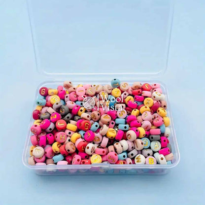 COLORFUL ALPHABET ACRYLIC BEADS WITH GOLDEN LETTERS