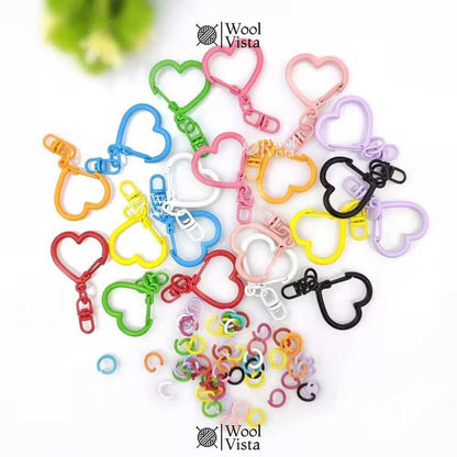 COLORFUL HEART-SHAPED KEYCHAIN MAKING SET – DIY ACCESSORY SUPPLIES (5 KEYCHAINS)