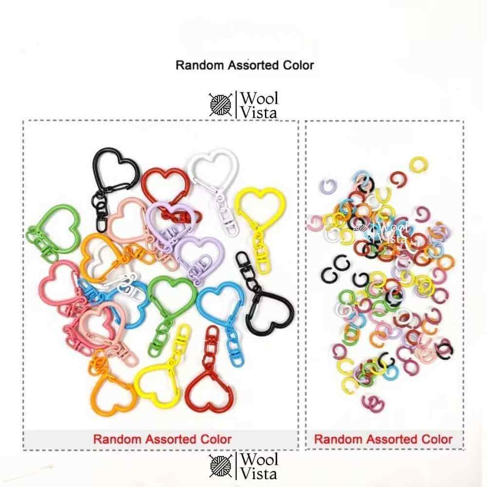 COLORFUL HEART-SHAPED KEYCHAIN MAKING SET – DIY ACCESSORY SUPPLIES (5 KEYCHAINS)