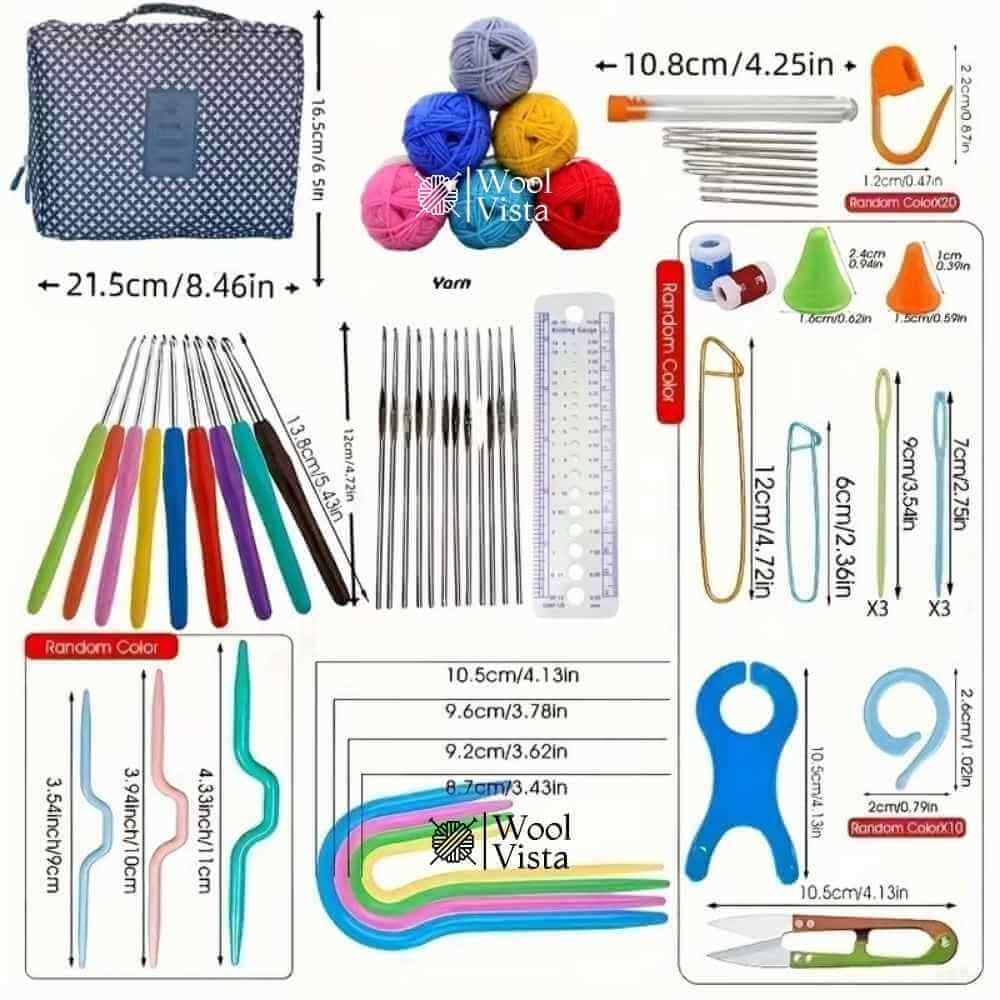 COMPLETE YARN CROCHET KIT WITH ERGONOMIC SOFT GRIP HOOKS – BEGINNER & PROFESSIONAL CROCHET SET (95 PCS)
