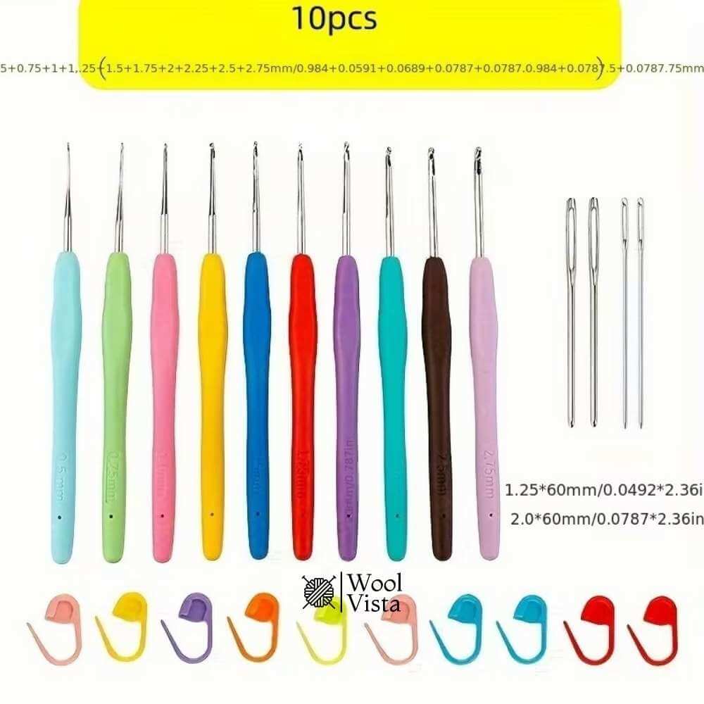 COMPLETE YARN CROCHET KIT WITH ERGONOMIC SOFT GRIP HOOKS – BEGINNER & PROFESSIONAL CROCHET SET (95 PCS)