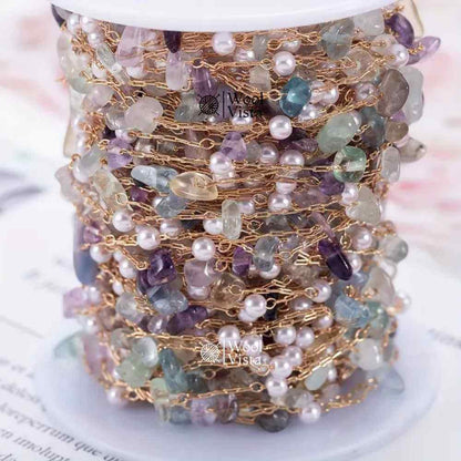 GLASS CRYSTAL BEAD COPPER CHAIN – FOR DIY NECKLACE, BRACELET & JEWELRY MAKING