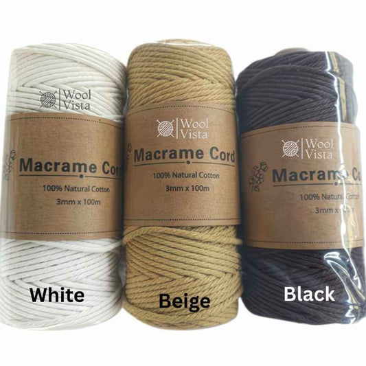 COTTON CORD 3MM X 100M SOFT MACRAME ROPE – PREMIUM COTTON ROPE FOR ART & CRAFT, PLANT HANGERS, MACRAME PROJECTS & HOME DECOR YARN