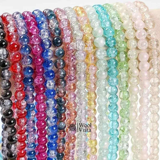 CRACKLE ACRYLIC BEADS – ASSORTED TRANSPARENT COLORS, FOR DIY JEWELRY MAKING