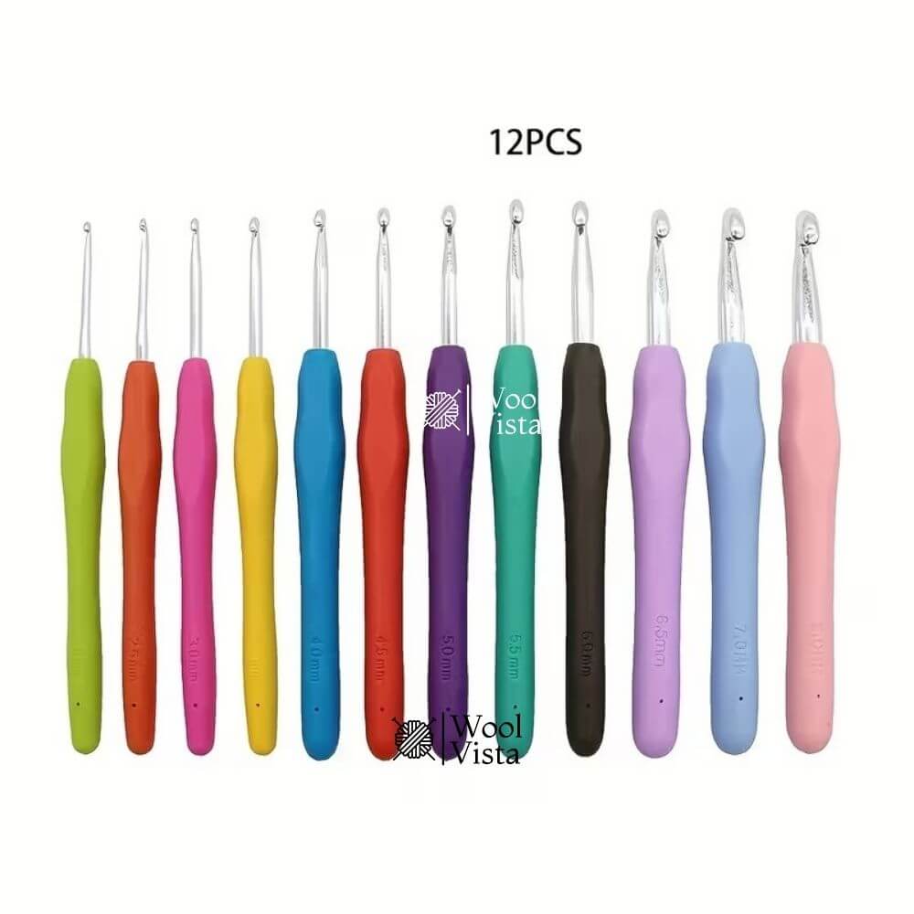 CROCHET HOOK SET ALUMINIUM - (PACK OF 12)