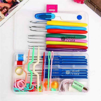 CROCHET HOOK SET WITH CASE – ERGONOMIC HOOKS & KNITTING ACCESSORIES KIT (52 PIECES)