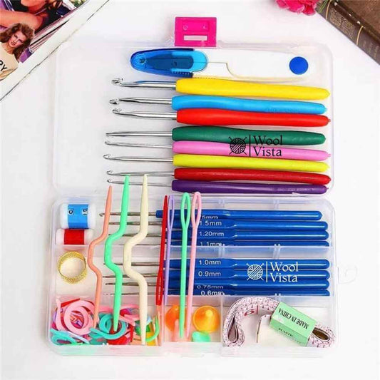 CROCHET HOOK SET WITH CASE – ERGONOMIC HOOKS & KNITTING ACCESSORIES KIT (52 PIECES)