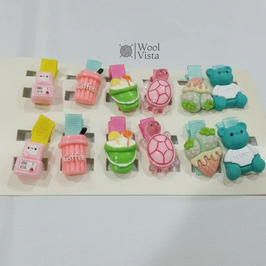 CUTE CARTOON HAIR CLIPS SET – 12PCS FUN & COLORFUL DESIGNS FOR KIDS
