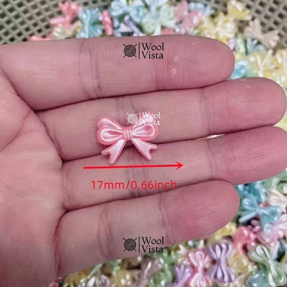 CUTE MACARON BOW TIE BEADS – 17MM ACRYLIC LOOSE BEADS (PACK OF 50)