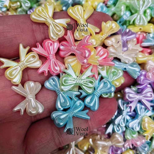 CUTE MACARON BOW TIE BEADS – 17MM ACRYLIC LOOSE BEADS (PACK OF 50)