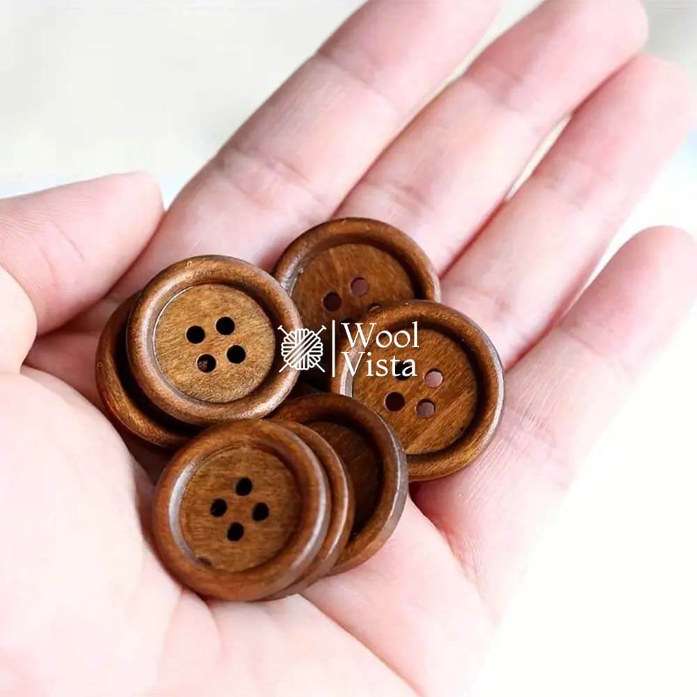 COFFEE WOOD BUTTONS - (PACK OF 10)