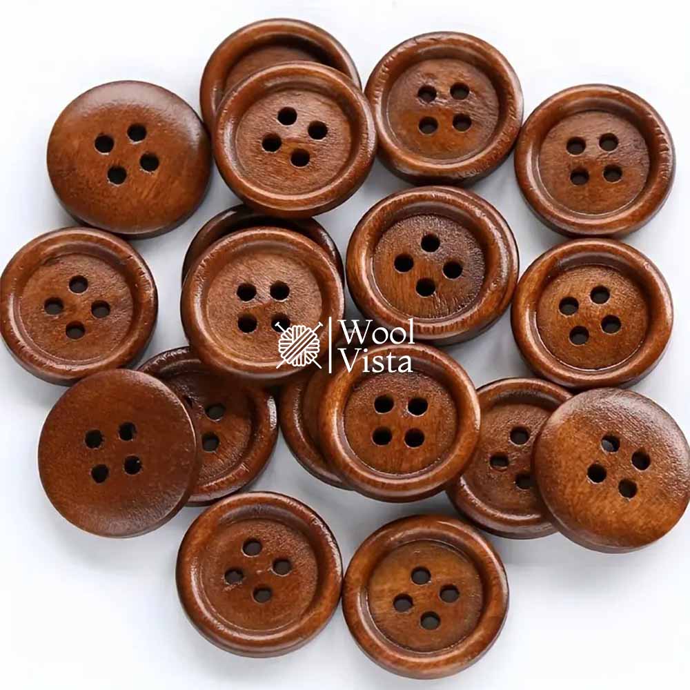 COFFEE WOOD BUTTONS - (PACK OF 10)