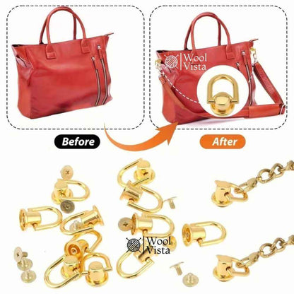D-RING RIVETS WITH SCREW BACKS (1 PAIR) – METAL FASTENERS FOR DIY HANDBAGS, WALLETS & LEATHERCRAFT