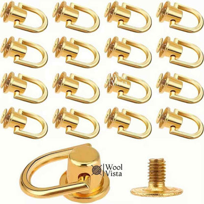 D-RING RIVETS WITH SCREW BACKS (1 PAIR) – METAL FASTENERS FOR DIY HANDBAGS, WALLETS & LEATHERCRAFT