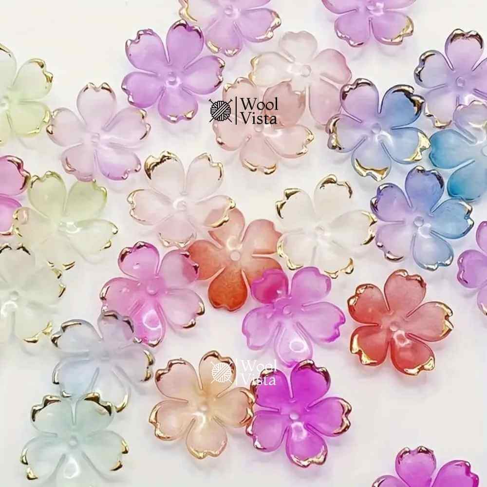 DECORATIVE FLOWER BEADS 50PCS – GOLDEN PETAL DIY JEWELRY & CRAFT ACCESSORY SET