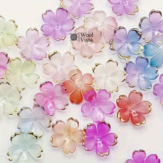 DECORATIVE FLOWER BEADS 50PCS – GOLDEN PETAL DIY JEWELRY & CRAFT ACCESSORY SET