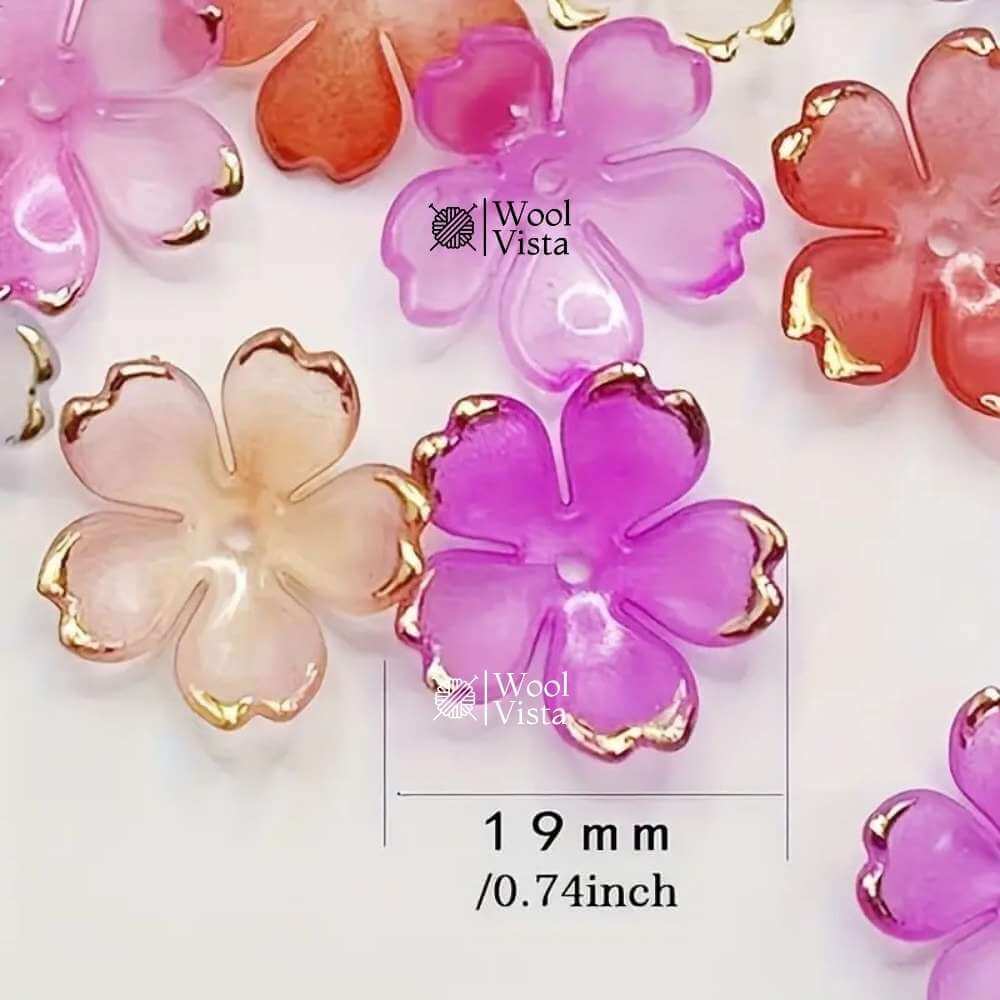 DECORATIVE FLOWER BEADS 50PCS – GOLDEN PETAL DIY JEWELRY & CRAFT ACCESSORY SET